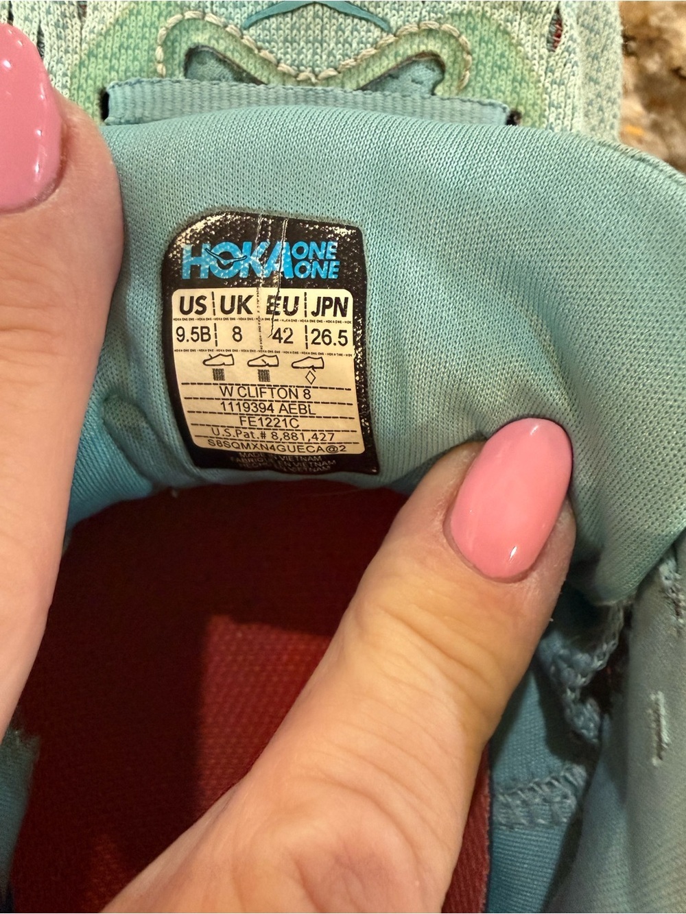 HOKA Clifton 8 Teal Running Shoe in Women’s Size 9.5 - Picture 7 of 11